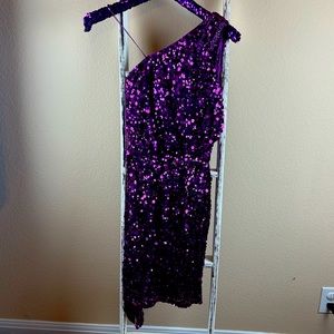 Aidan Mattox One Shoulder Purple Beaded HOCO Dress Sz 0